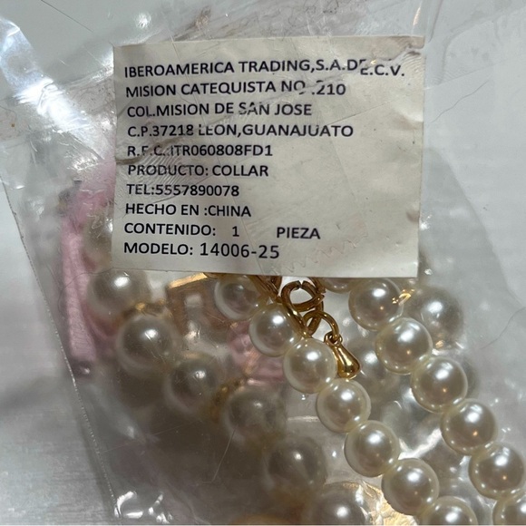 Long Pearl Beaded Necklace with Ballerina Pendant & Charms - Picture 15 of 15